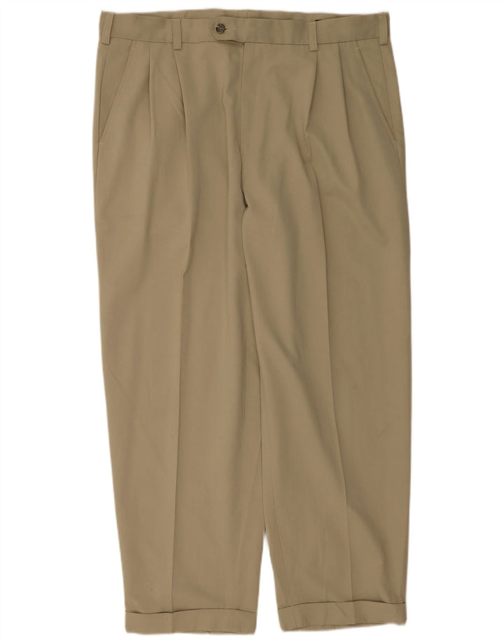Pantalón de traje con pinzas para hombre Izod W38 L30 Poliéster beige