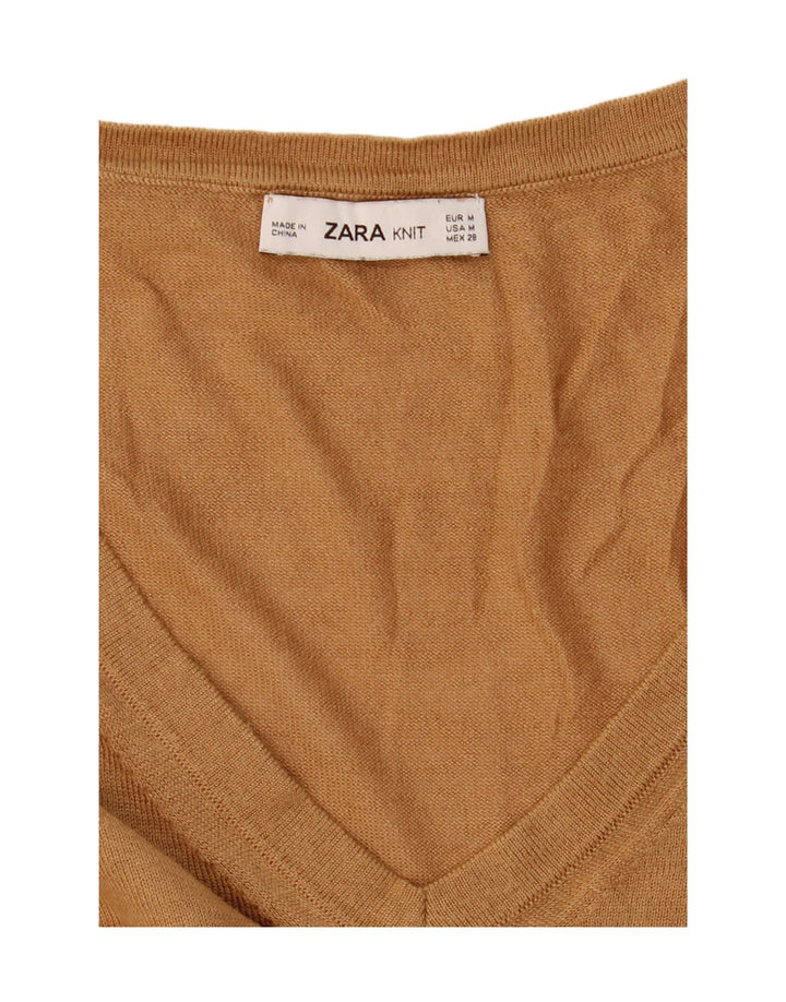 Zara Mujer Jersey Oversize con Cuello en V UK 44 Marrón Medio