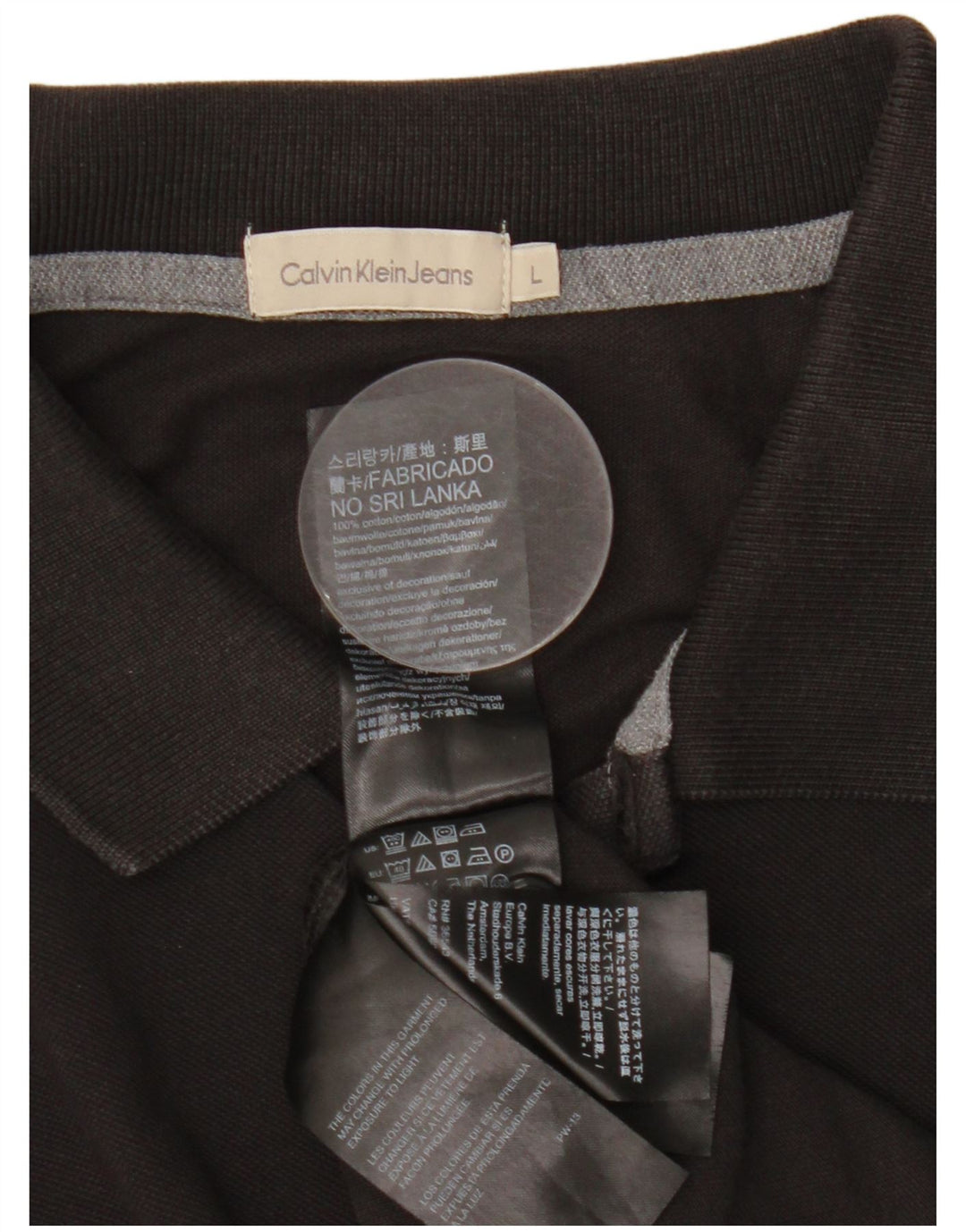 Calvin Klein Jeans Polo para hombre grande de algodón negro