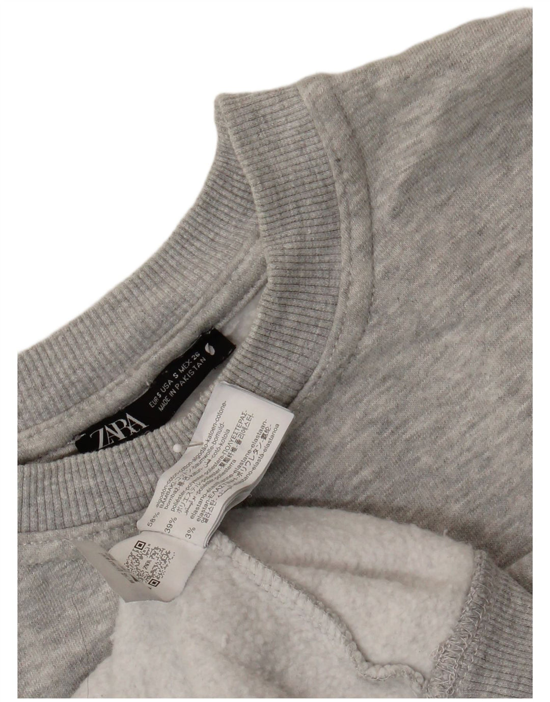 Zara Mujer Sudadera Extragrande Jersey UK 10 Small Gris Moteado Algodón