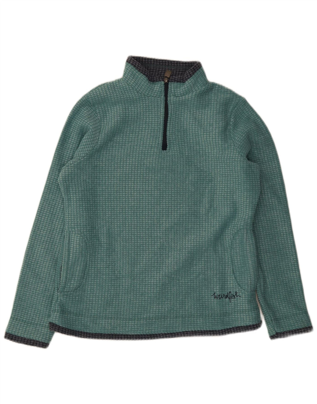 Weird Fish Jersey de forro polar con cuello y cremallera para mujer UK 40 Poliéster verde medio