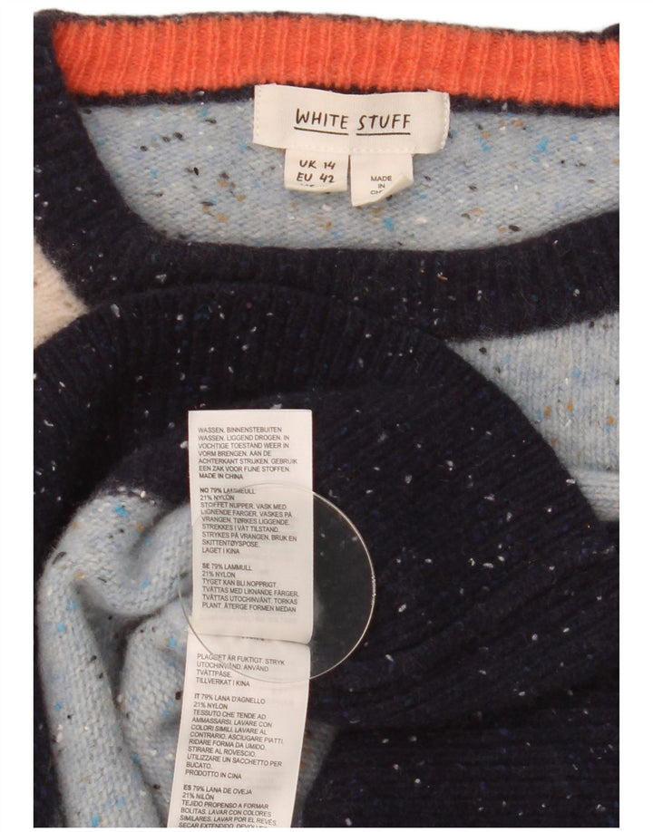 Jersey de cuello redondo para mujer de White Stuff, talla 44, lana moteada en azul medio
