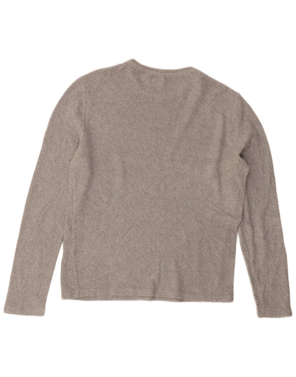 Zara Hombre Top Manga Larga Grande Gris Algodón