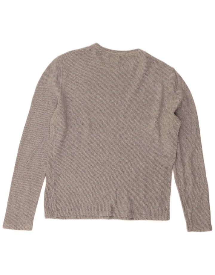 Zara Hombre Top Manga Larga Grande Gris Algodón