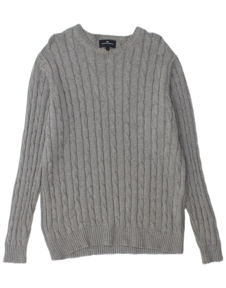 Marks & Spencer Suéter tipo jersey con cuello barco en color azul para hombre, talla grande, gris