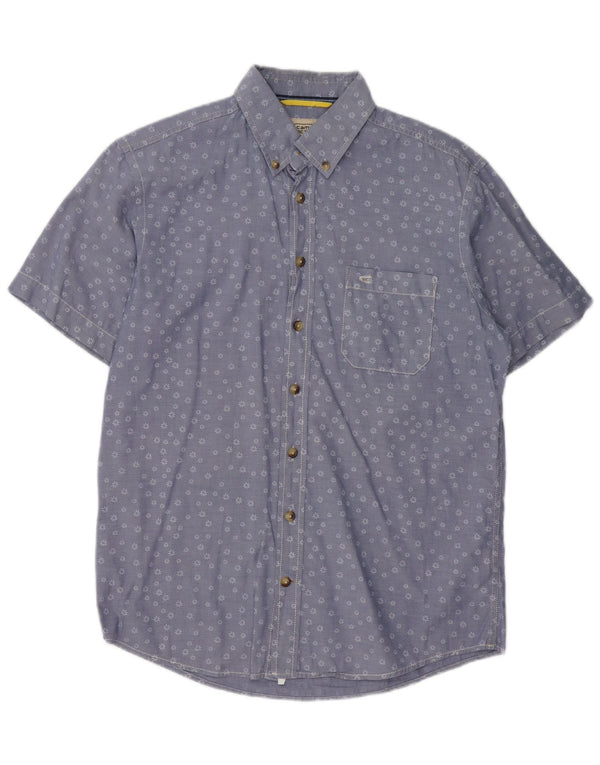 Camisa de manga corta para hombre Camel Active Algodón floral azul medio