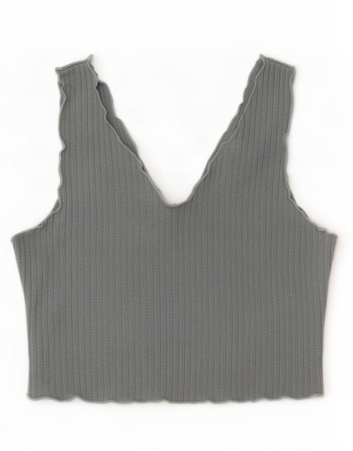 Shein Top corto sin mangas para mujer UK 44 Poliéster gris grande