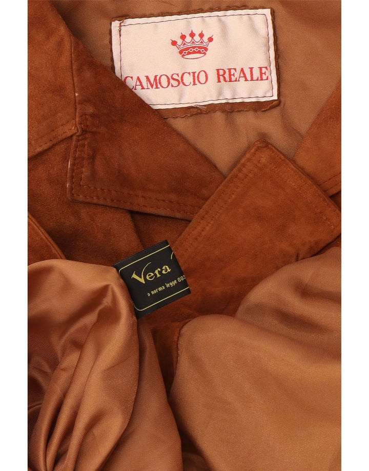 Vintage Hombres Reino Unido 38 Cuero Beige Medio