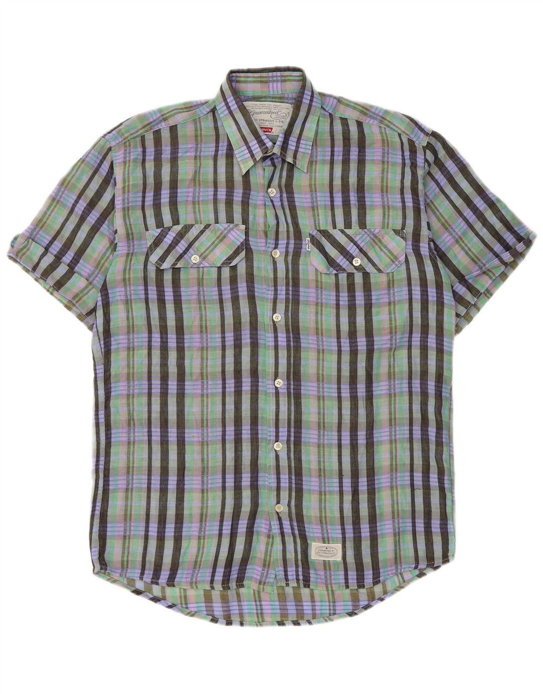 Camisa Levi's Hombre Manga Corta Cuadros Verdes Grandes