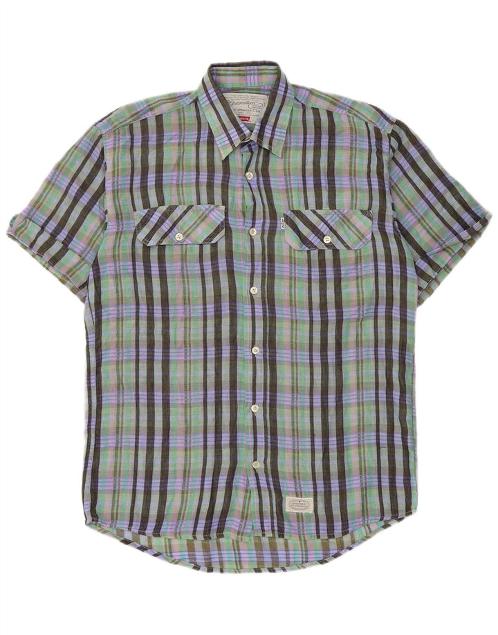 Camisa Levi's Hombre Manga Corta Cuadros Verdes Grandes