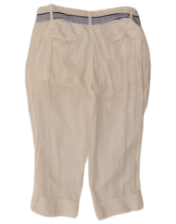 Dolce & Gabbana Pantalones capri con pinzas para mujer IT 42 Medium W30 L21 Blanco