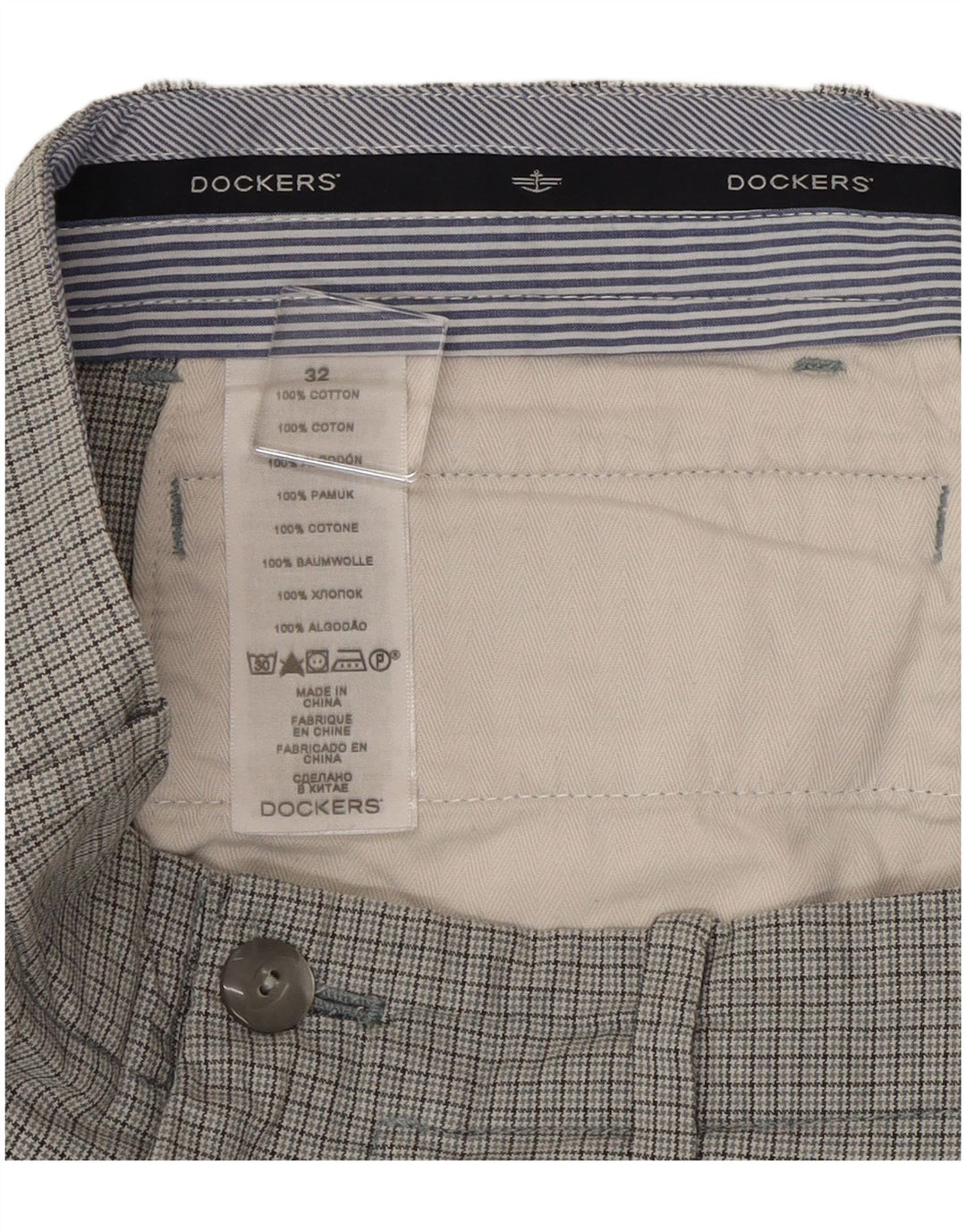 Dockers Pantalones cortos chinos para hombre W32 Algodón de pata de gallo gris medio