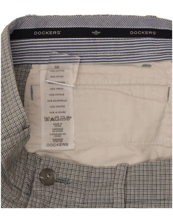 Dockers Pantalones cortos chinos para hombre W32 Algodón de pata de gallo gris medio