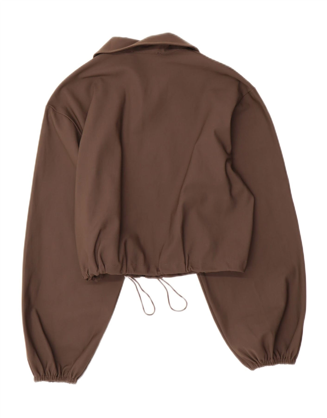 Zara Mujer Crop Bomber Jacket UK 10 Small Marrón Poliamida