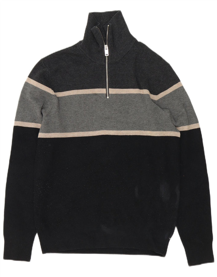 Marks & Spencer Jersey con cuello y cremallera para hombre, talla mediana, multicolor