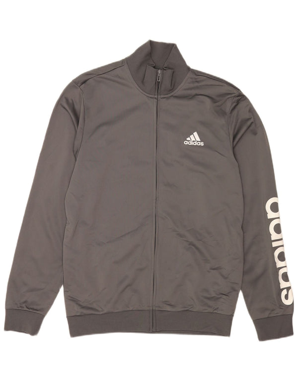 Adidas - Chaqueta de chándal gráfica para hombre, talla 40/42, poliéster gris medio