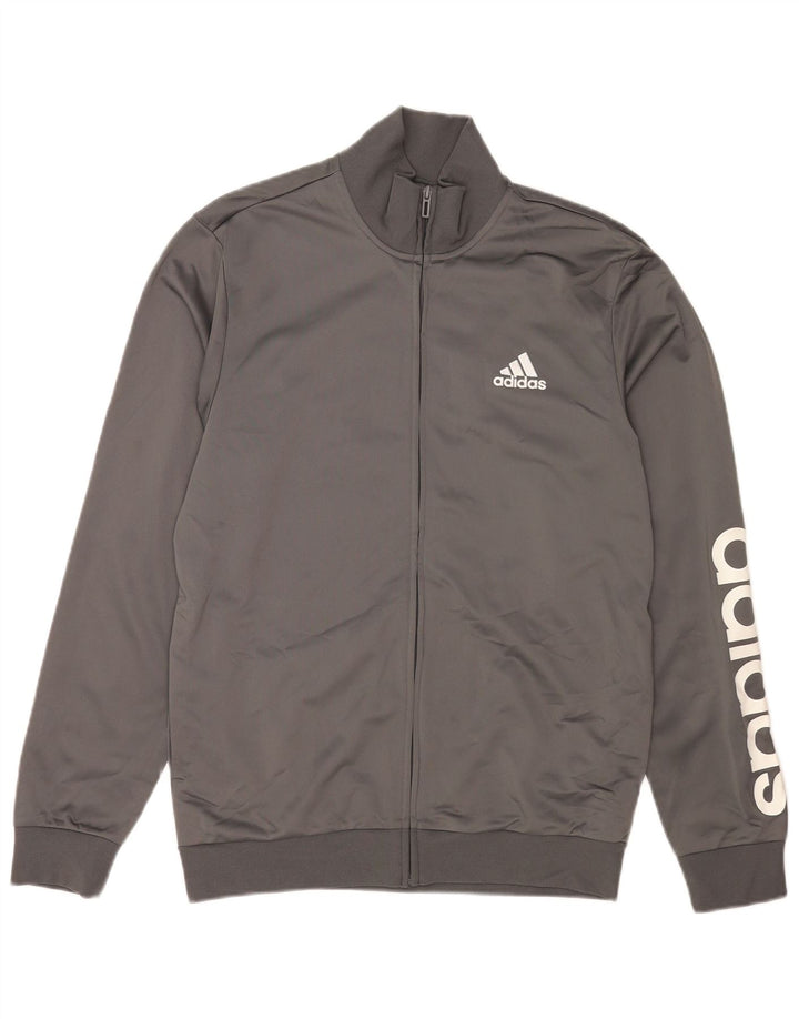 Adidas - Chaqueta de chándal gráfica para hombre, talla 40/42, poliéster gris medio