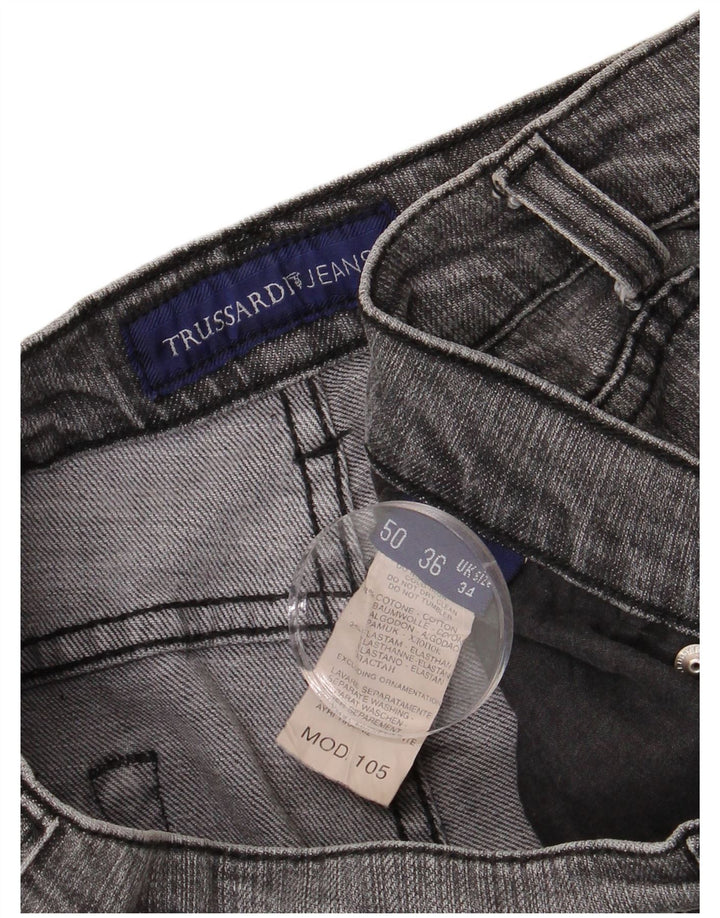 TRUSSARDI Vaqueros rectos para mujer IT 50 Large W34 L29 Algodón gris