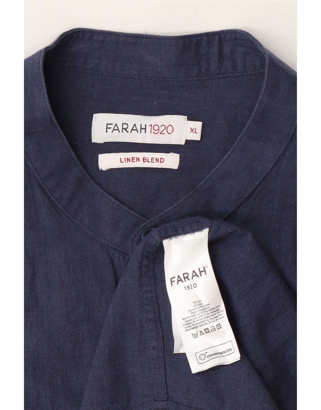 Farah Hombre Camisa Manga Corta XL Lino Azul Marino