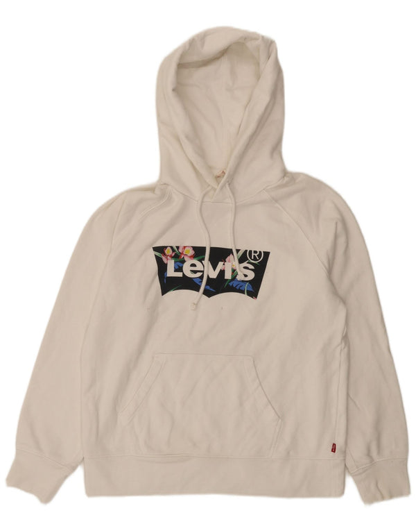 Levi's Jersey con capucha extragrande gráfico para mujer Reino Unido 10 Small White Cotton