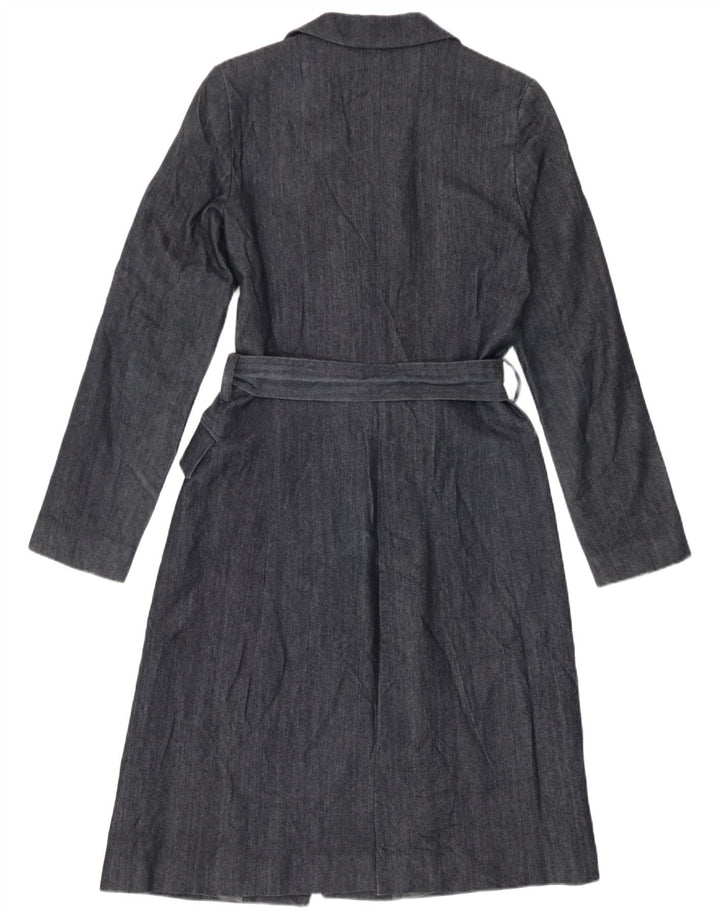Zara Mujer Abrigo UK 12 Medio Azul Marino Algodón