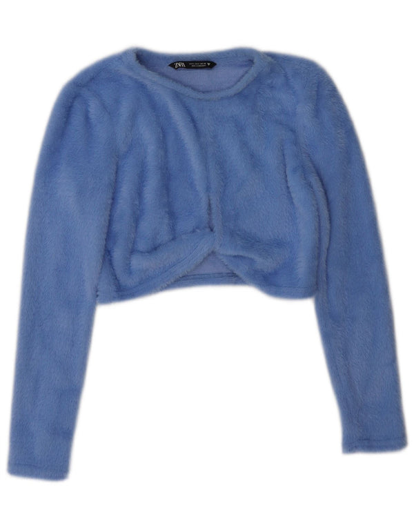 Zara Mujer Bolero Jumper UK 10 Small Nylon Azul