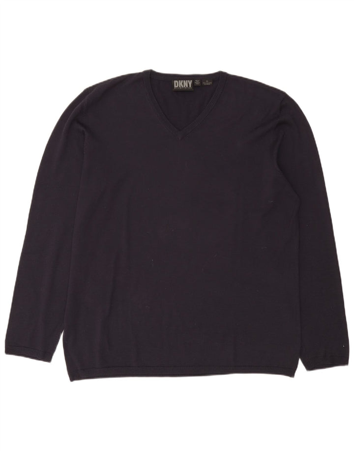 Dkny Jersey Con Cuello En V Para Hombre XL Seda Azul Marino