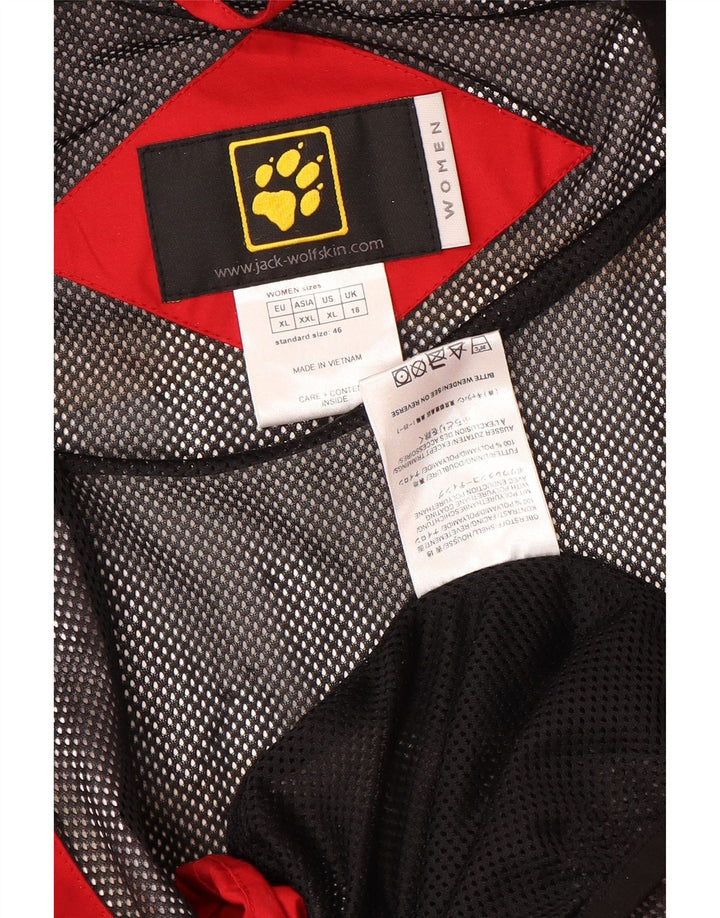 JACK WOLFSKIN Chaqueta impermeable extragrande para mujer UK 40 XL Rojo Colorblock