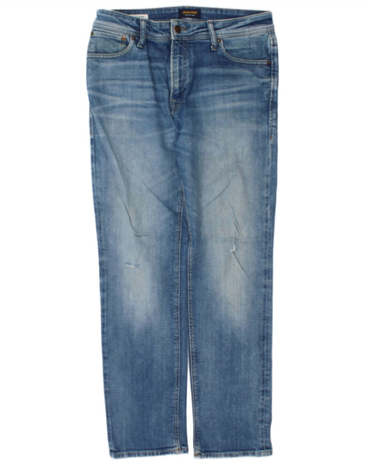 Jack & Jones Vaqueros rectos desgastados para hombre W32 L32 Algodón azul