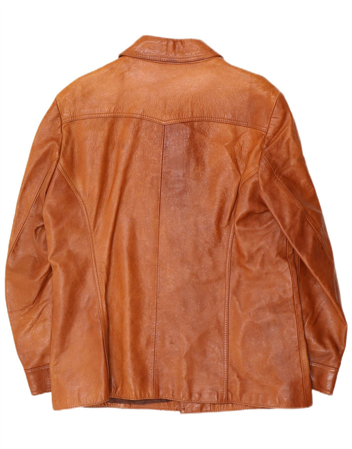 VINTAGE Chaqueta de cuero para hombre Reino Unido 38 Cuero marrón medio
