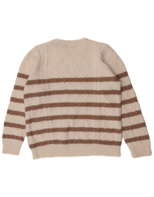 Crew Clothing Suéter de cuello redondo para mujer UK 12 Mediano Rayas blancas