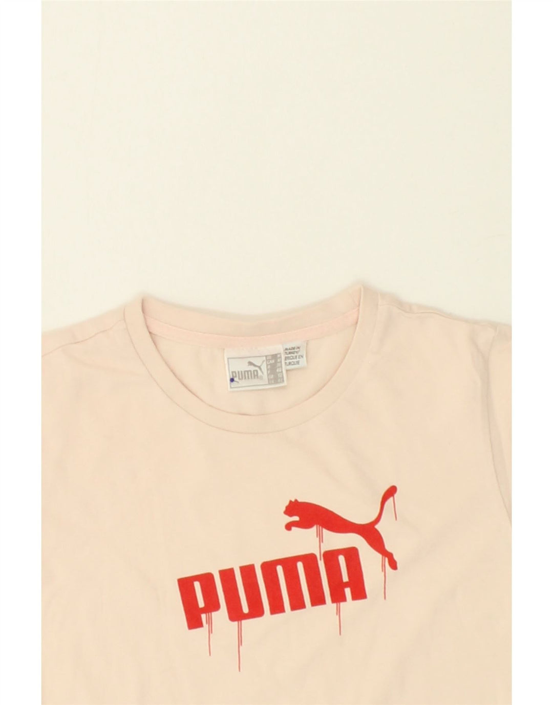 PUMA Womens Graphic T-Shirt Top UK 12 Medium  Beige Vintage Puma and Second-Hand Puma from Messina Hembry 