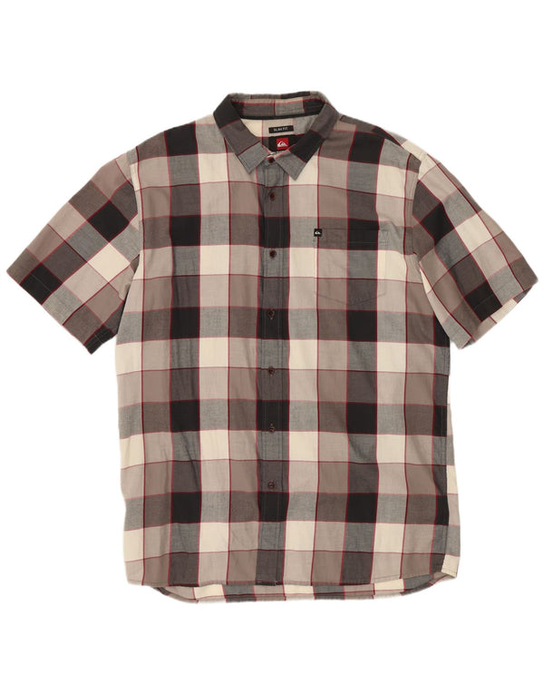 Quiksilver Camisa Slim Fit De Manga Corta XL De Algodón A Cuadros Multicolor Hombre