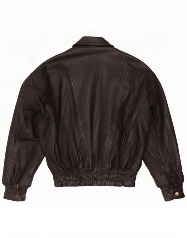Chaqueta motera de cuero vintage para hombre UK 40 Large Black