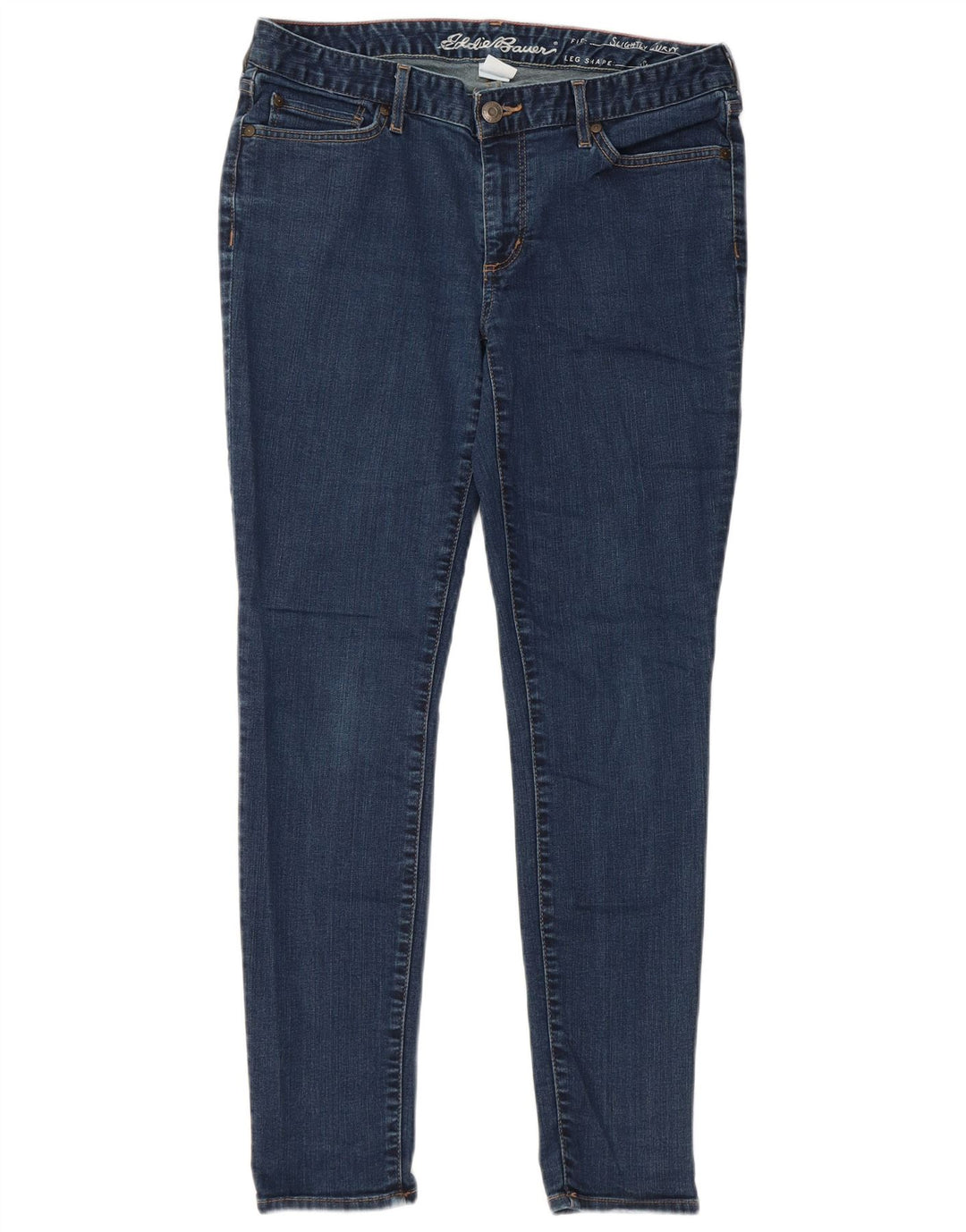 EDDIE BAUER Jeans ajustados ligeramente curvados para mujer US 12 Large W32 L28 Azul