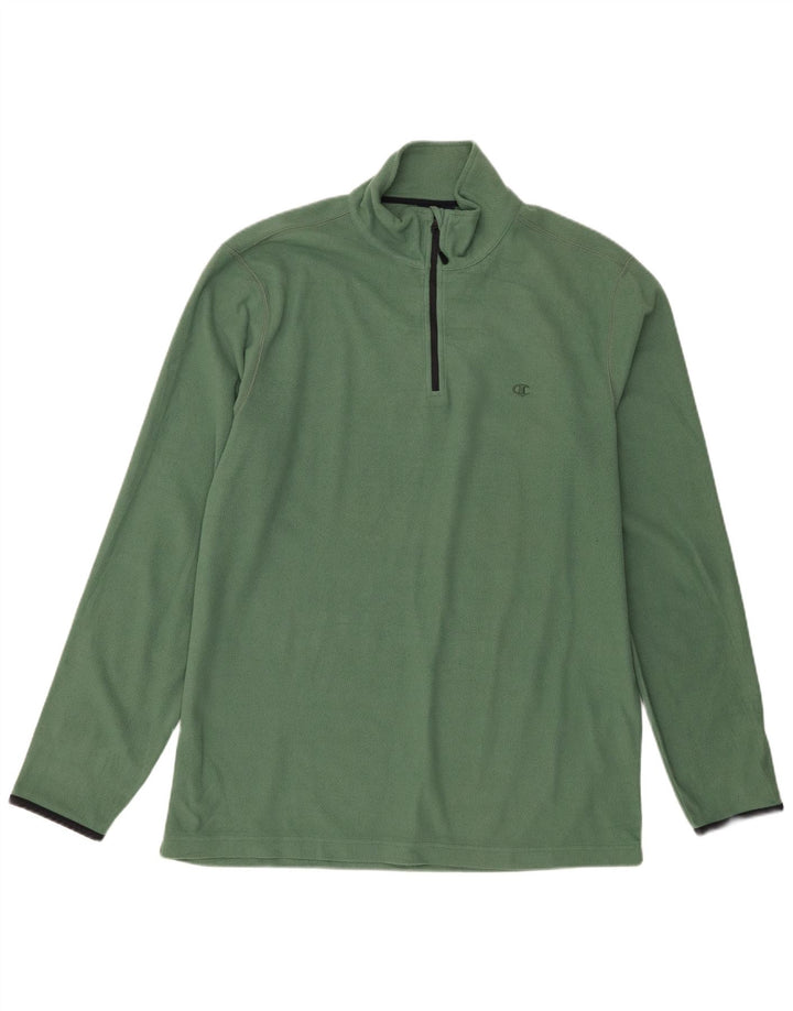 Champion Jersey de forro polar con cuello y cremallera para hombre 2XL Poliéster verde