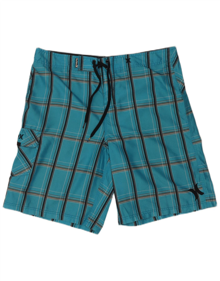 Hurley Bañador Corto Para Hombre Large Blue Check Poliéster