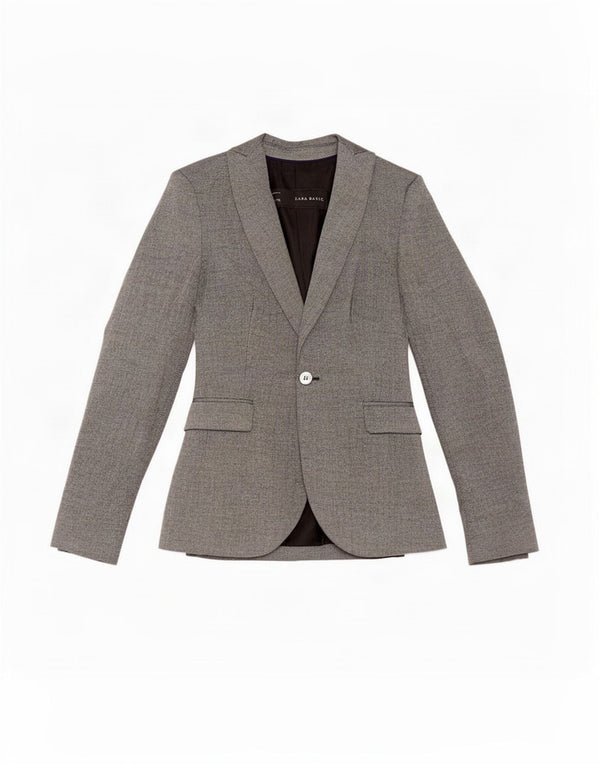 Zara Chaqueta tipo blazer con 1 botón para mujer UK 6 XS Poliéster gris
