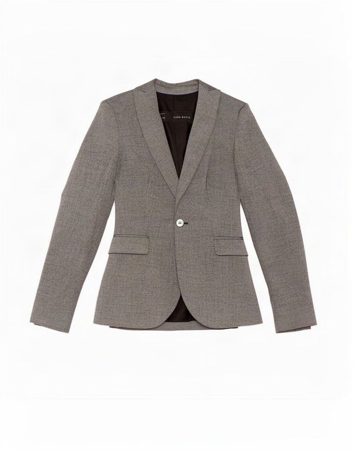 Zara Chaqueta tipo blazer con 1 botón para mujer UK 6 XS Poliéster gris