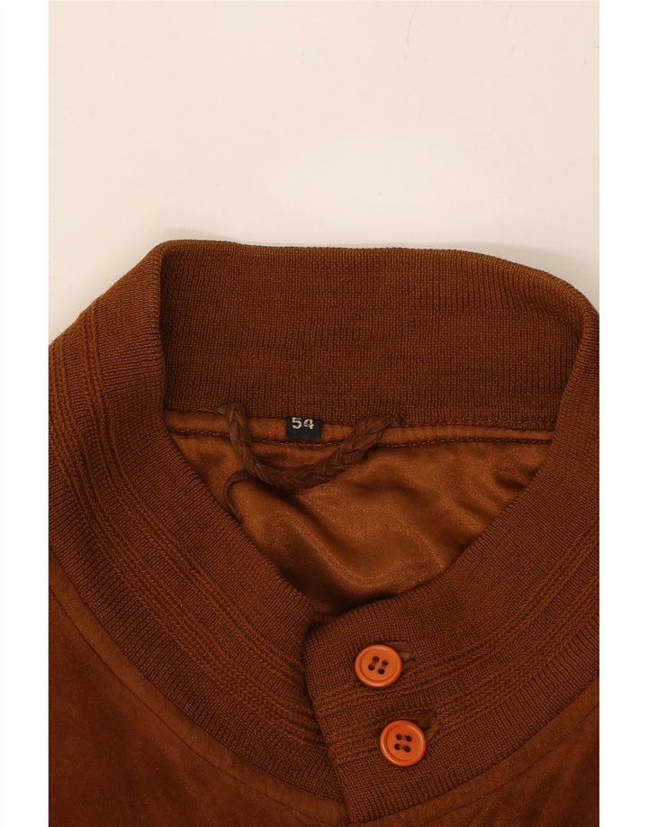 VINTAGE Mens Suede Bomber Jacket IT 54 2XL Brown Vintage Vintage and Second-Hand Vintage from Messina Hembry 