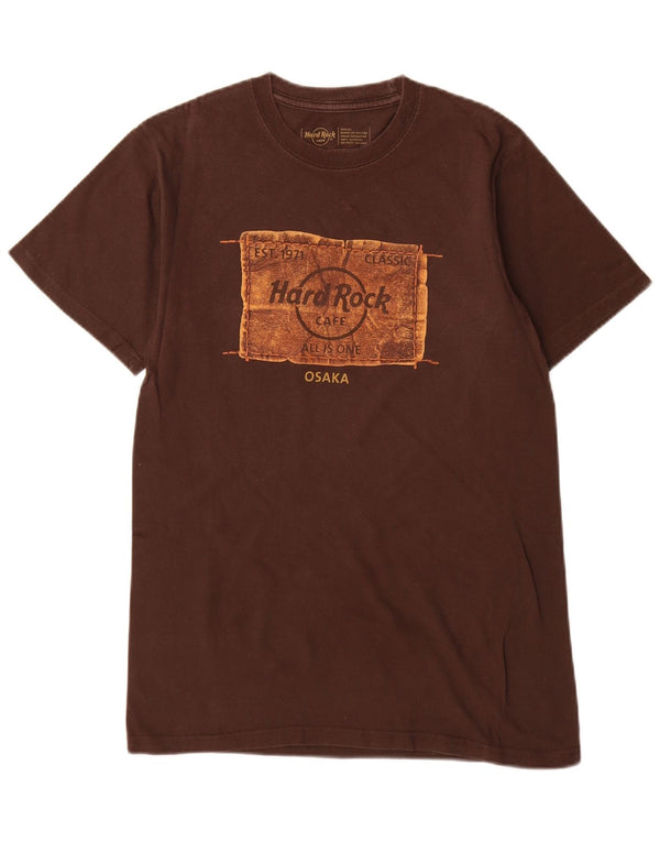 Hard Rock Cafe Mens Osaka Graphic Camiseta Top Pequeño Algodón Marrón