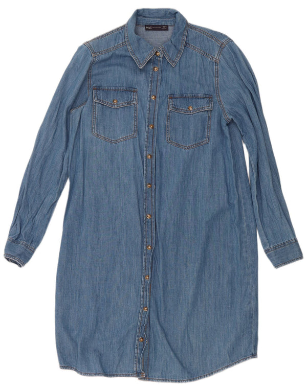 Marks & Spencer Vestido camisero vaquero para mujer UK 42 Algodón azul medio