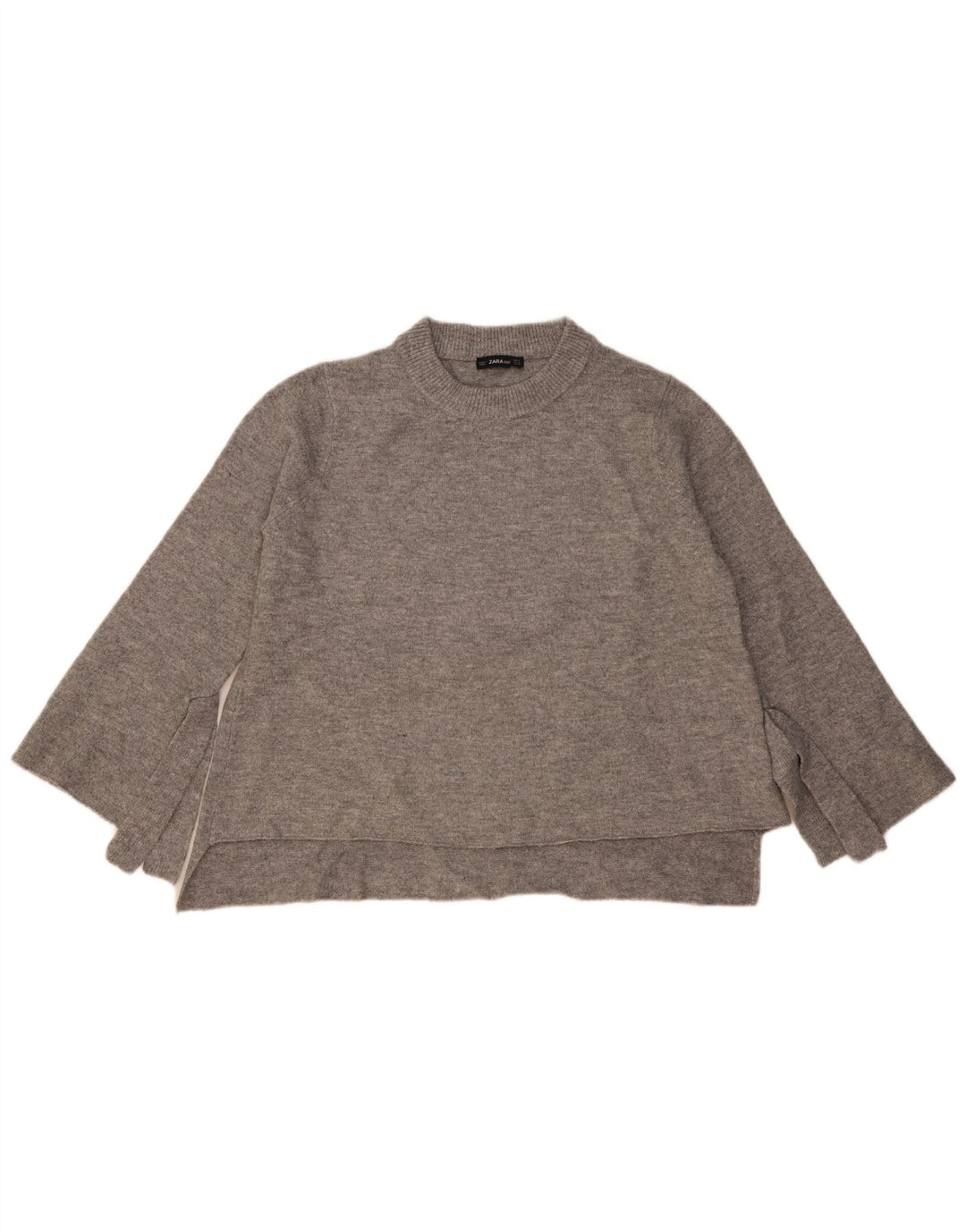 Zara Jersey extragrande con cuello redondo para mujer, talla 44, color gris medio moteado