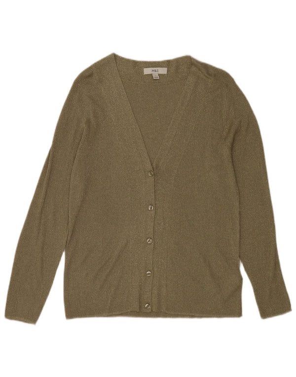 Marks & Spencer Suéter tipo cárdigan para mujer UK 44 Viscosa moteada de color caqui grande