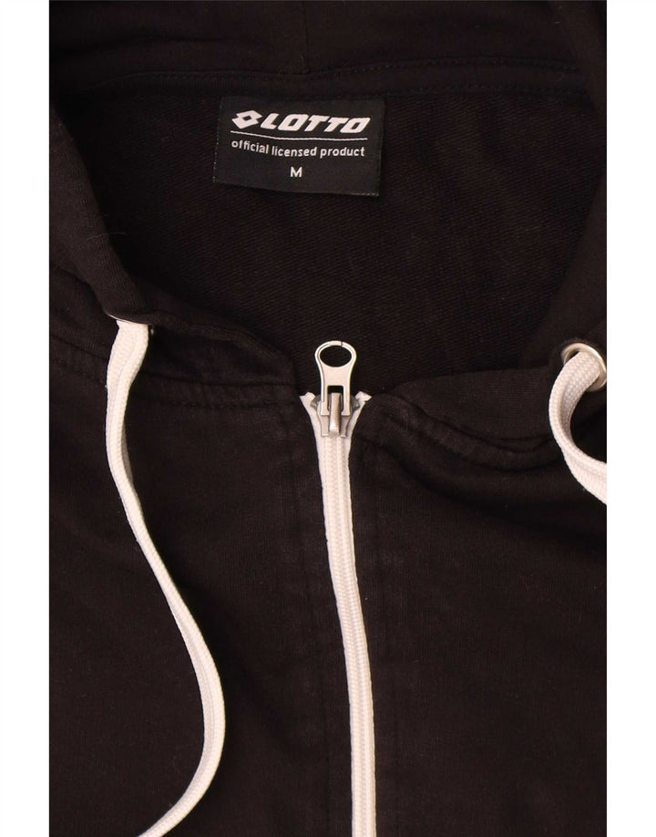 Lotto - Sudadera con capucha y cremallera para hombre, algodón negro mediano