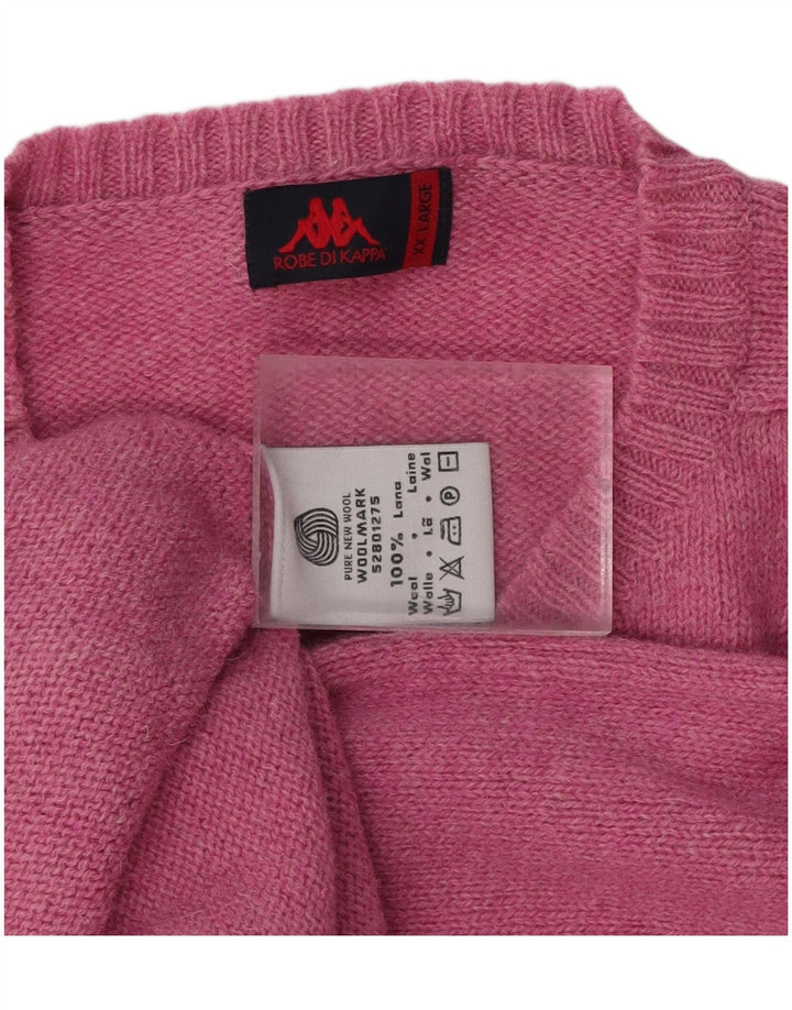 KAPPA Jersey con cuello en V para hombre, talla 2XL, lana rosa