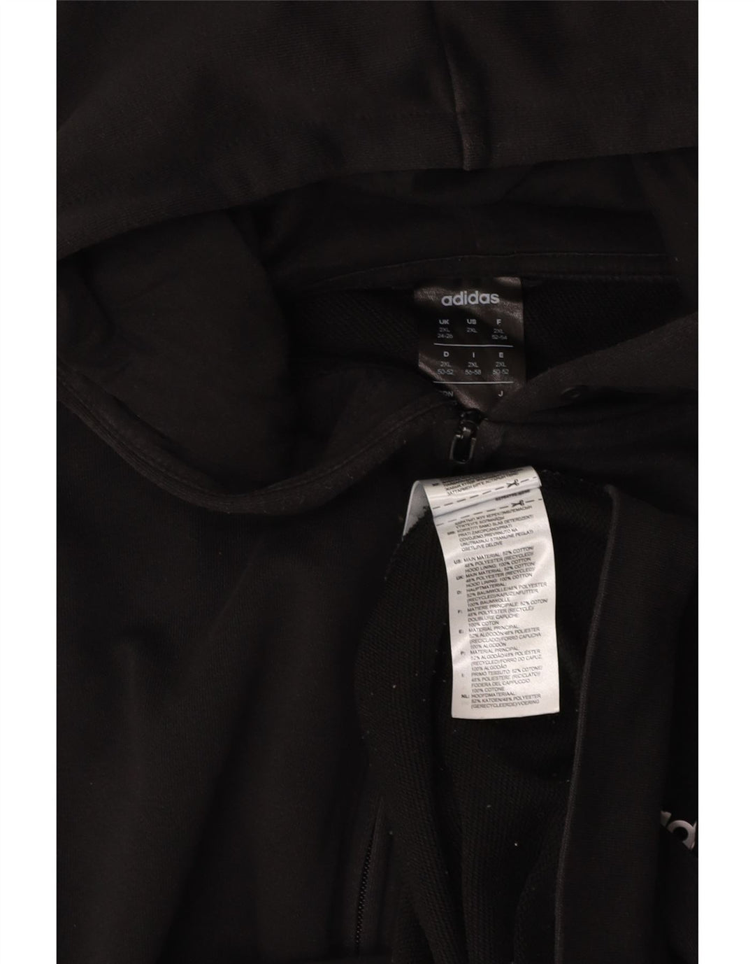 ADIDAS Suéter con capucha y cremallera extragrande para mujer UK 24/26 2XL Algodón negro
