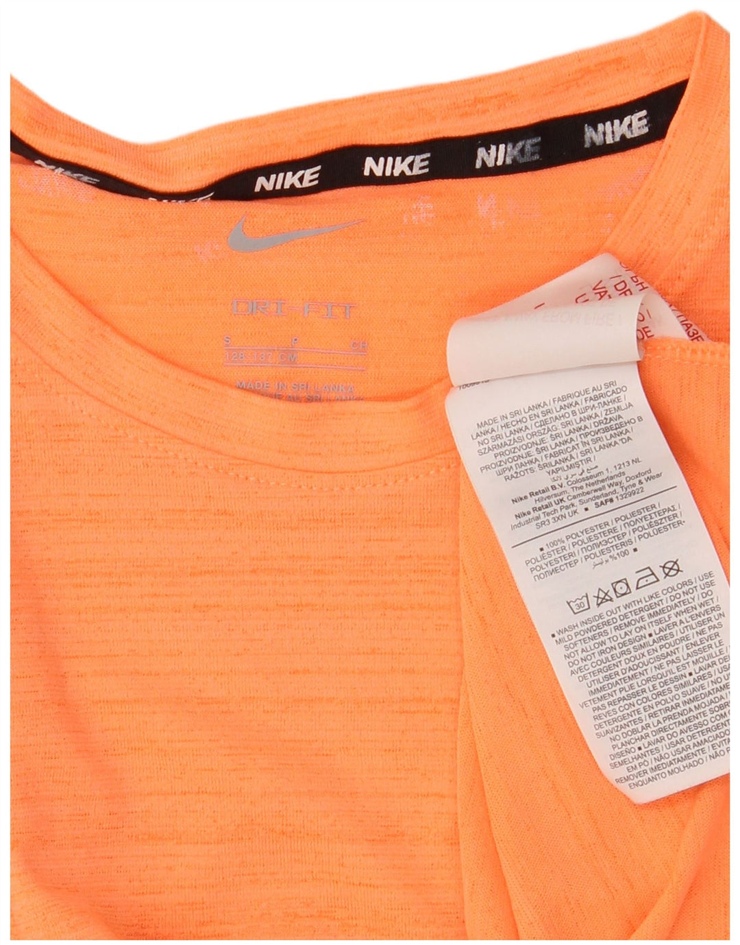 Nike Camiseta Dri Fit para niños 8-9 años Pequeña Naranja Poliéster a Rayas