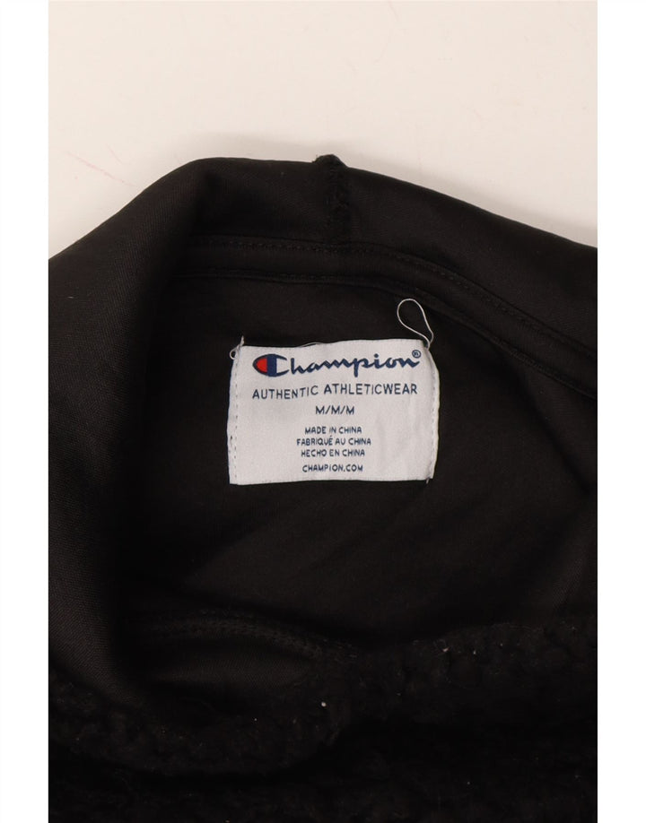CHAMPION Mens Hooded Fleece Jumper Medium Black Polyester Vintage Champion and Second-Hand Champion from Messina Hembry 