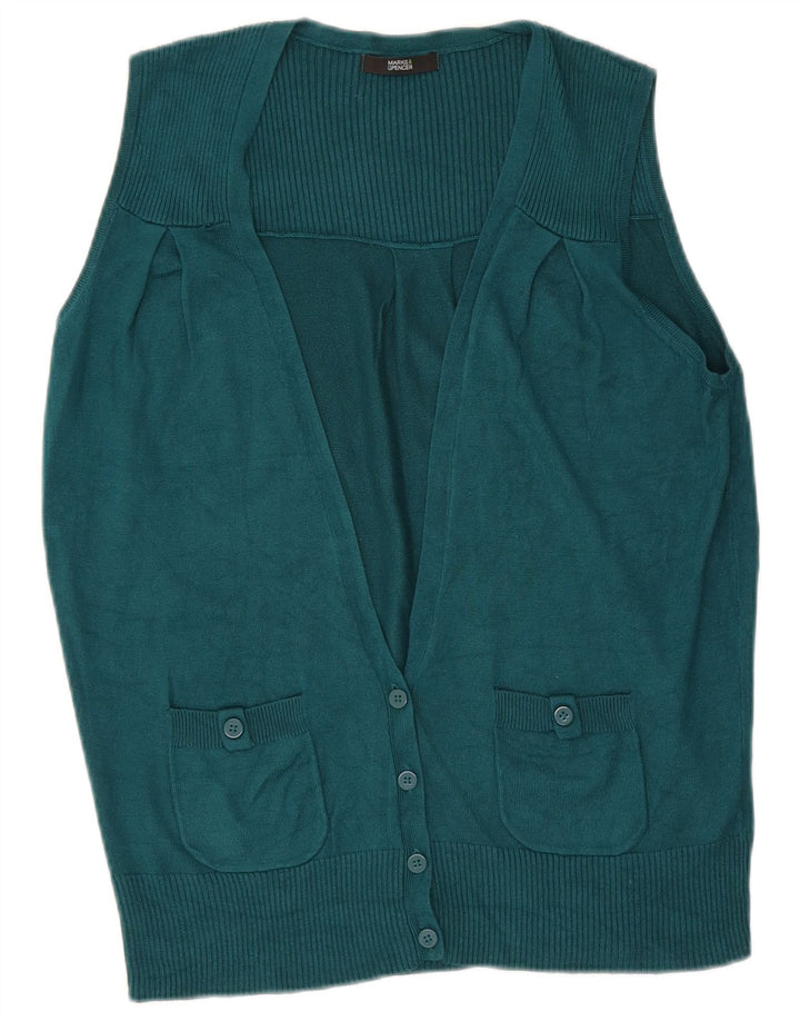 Marks & Spencer - Cárdigan sin mangas para mujer, talla 40, color verde medio